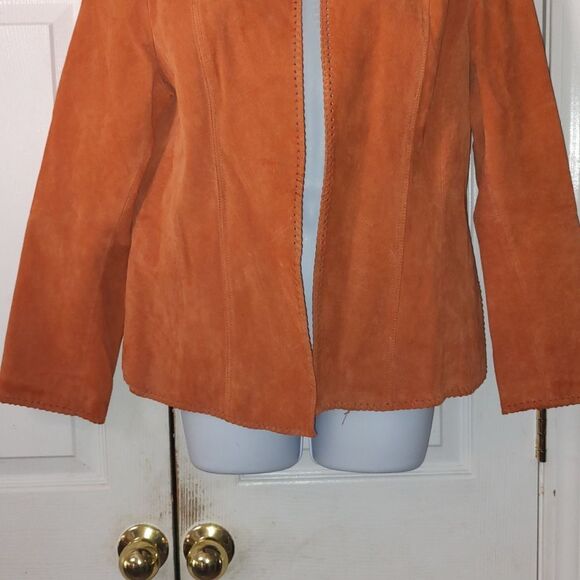 Coldwater creek Burnt orange suede leather fall jacket Sz PL Large Petite - Picture 2 of 6